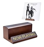 Now Playing Vinyl Record Stand - Vintage Brown/Gold Wooden Vinyl Record Holder for Albums & Record Decor, Now Spinning Record Stand for Turntables & Accessories Gifts For Vinyl Record Lovers!