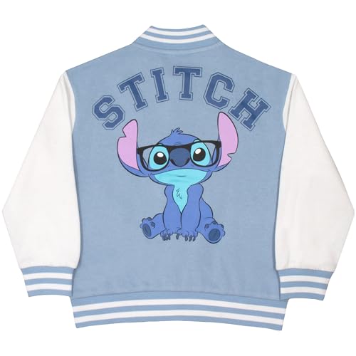 Image of Disney Lilo and Stitch Girls Bomber Jacket, Stitch Name Fleece Zip-Up Varsity Jacket for Kids