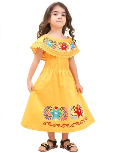 Image of Mexican Dress for Girls Traditional Vestidos Mexicanos Cinco de Mayo Embroidered Dresser Toddler Kids