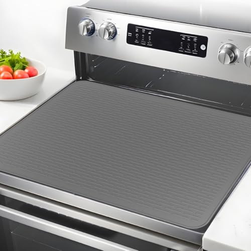 BATINO Cubierta superior de silicona gris de 71 x 50 cm para cocinas eléctricas, alfombrilla protectora de placa de inducción para vitrocerámica, cubierta superior de vidrio resistente al calor