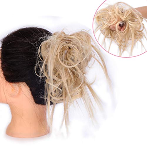 Tousled Updo Messy Bun Hair Piece Hair Extension with Elastic Rubber Band Updo Wavy Bun Extensions Synthetic Hair Extensions Scrunchies (#18H613)