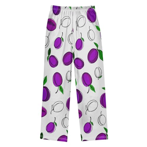 J JOYSAY Plum Fruit Sketch White Pajamas Pants Soft Long Pajama Bottoms Lounge Sleep Pants Size S-XL2