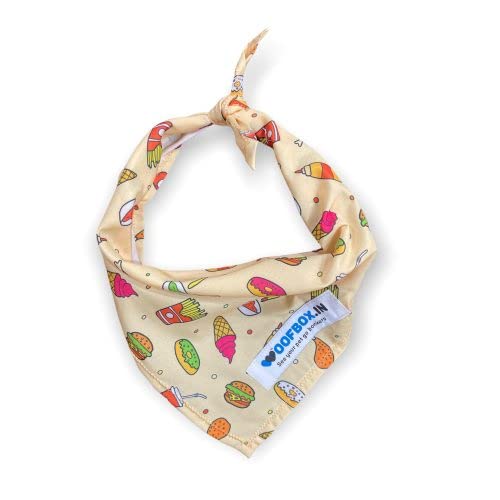 W Brings Burger & Fries Gorgeous Dog Bandana/Scarf | This Stunning Gorgeous Design Dog Bandana Scarf Is Perfect Styling Accessory For Dogs Large, Medium & Small. One Size Fits All, Multi
