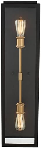 Kalco Lighting Ashland - Aplique de pared mediano de acero inoxidable de 8 pulgadas en negro matedorado