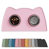 OHMO Alfombras para Comederos Perros y Gatos, Impermeable,(Rosa Suave, 46x25cm), Alfombrilla Silicona de Mascota