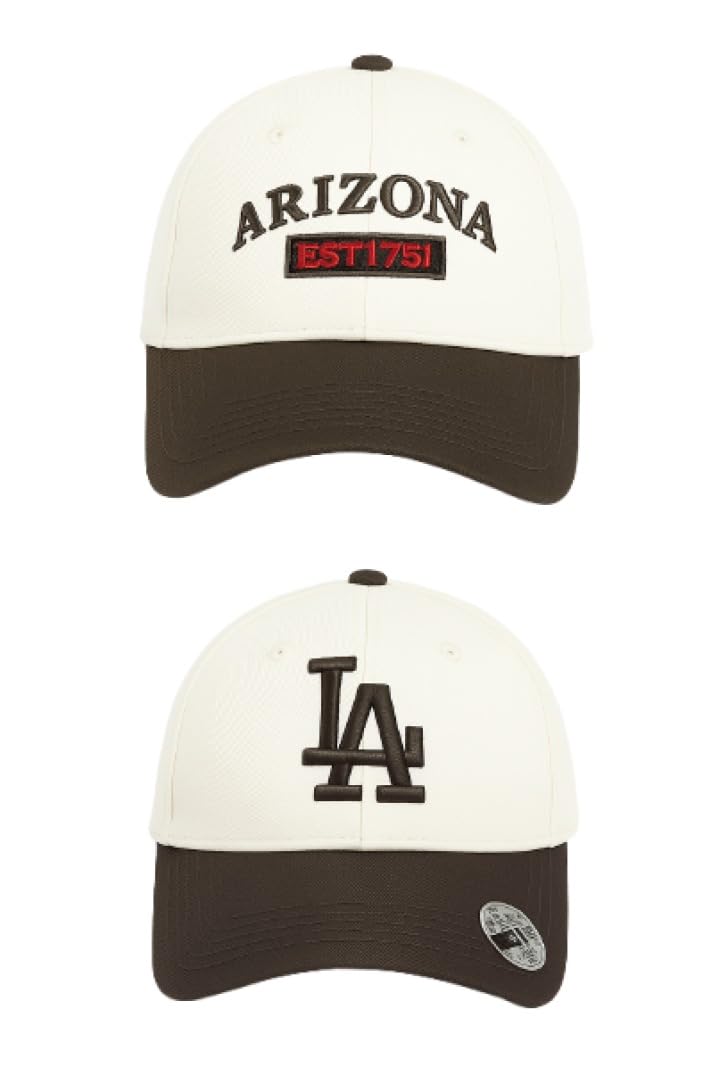 Arizona EST 1751 and LA Baseball Cap, White and Brown, Adjustable Fit Pack of 2-image-36