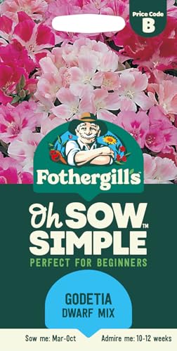 Fothergill's Oh Sow Simple, Godetia Dwarf Mix Flower Seeds, Sow: Mar-May, Pink/Red/White
