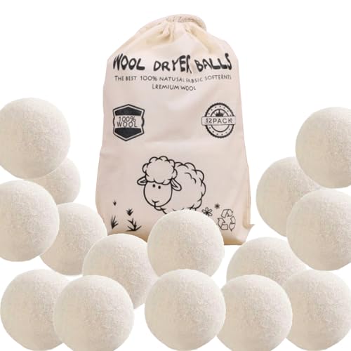 Tumble Dryer Balls, 12 Pack Wool Dryer Balls with Storage Bag, Reduce Drying Time and Static Cling, Perfect for Home Laundry, Travel, Dorm Use, 3 cm/1.1 in Diameter