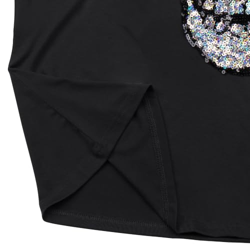 Image of PESION Womens Short Sleeve T-Shirt Sequined Tops O-Neck Funny Graphic Tees Blouse