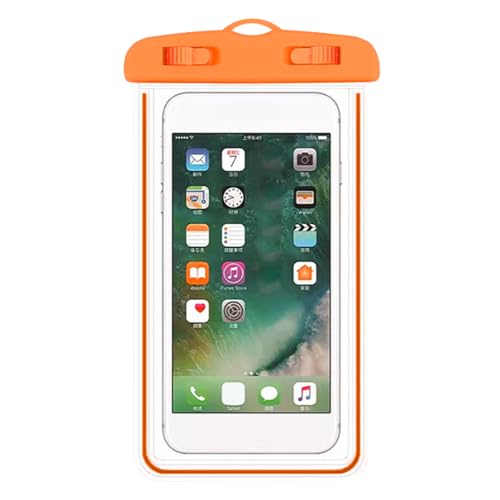 ANKROYU Bolsa Seca de teléfonos celulares a Prueba de Agua Case de teléfonos móviles Luminoso Transparente Material PVC de 20 cm de Longitud para Buceo de natación (Naranja)
