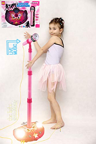 Lilpals Princess Karaoke -Children's Toy Stand Up Microphone Play Set W/ Built-In Mp3 Player, Speaker, Adjustable Height (Pink) #TOP3