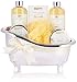 BRUBAKER Cosmetics Bade- und Dusch Set Vanille - 7-teiliges Geschenkset in dekorativer Wanne - Wellness-Set in Badewanne Silber