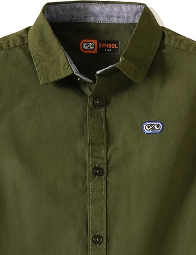 Image of Amazon Brand - Symbol Boys 100% Cotton Solid Casual Shirt | Half Sleeves | Regular Fit | Age 2-14 Years