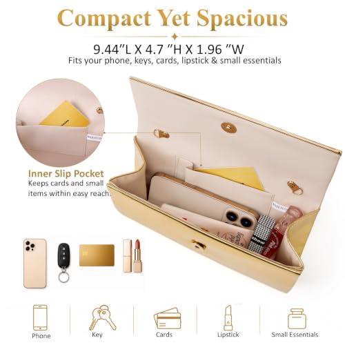 Image of DETARA Women Evening Bag Vegan Leather Clutch Purse Shoulder Crossbody Envelope Bag for Party Wedding Prom Bridal