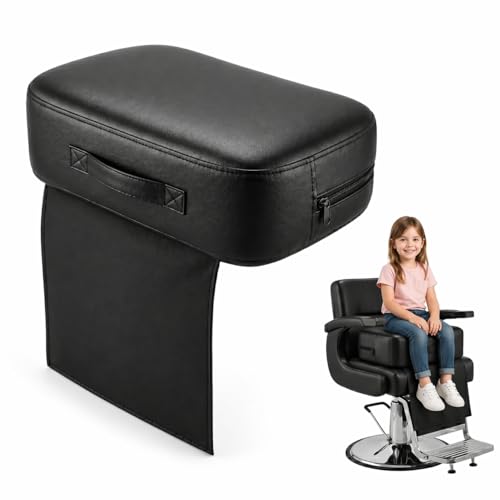 AUBWIG Salon Booster Seat for Kids Hair Cutting 18 x 13 x 6.7 Children Salon Chair Cushion for Hair Stylist Barber Booster Seat Leather Cushion Beauty Salon Spa Equipment Black