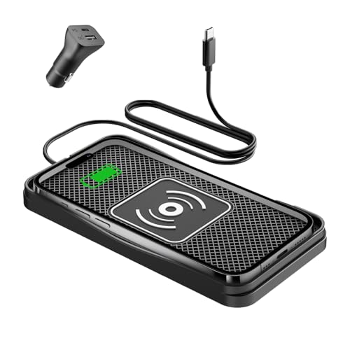 Image of 15W Fast Non-Slip Wireless Car Charger Pad with Adapter Type C