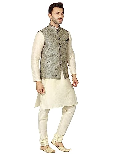 Image of Mens Kurta Pyjama Set with Designer Ethnic Nehru Jacket