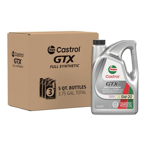 Image of Castrol GTX Full Synthetic 5W-20 Motor Oil, 5 Quarts, Pack of 3