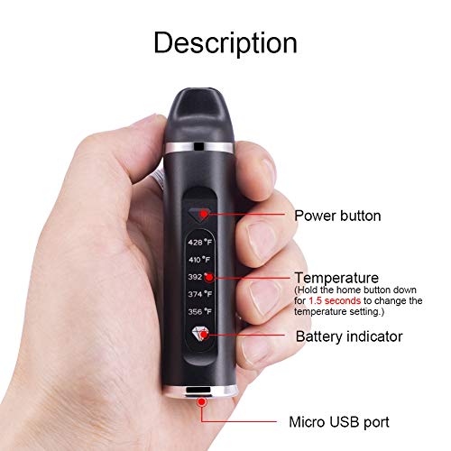 Vaporizer-Tragbarer Verdampfer Kräuter mit Ceramic Chamber and OLED Display, No Nicotine No liquid (Schwarz) – Bild 5