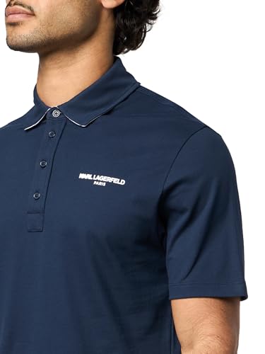Polo Karl Lagerfeld Paris para hombre, manga corta, cuello recto, ajuste regular con logo en el pecho miniatura 3