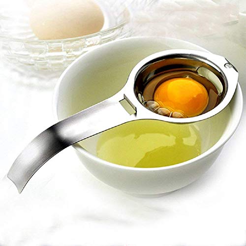 Egg Separator Egg Yolk White Filter Food Grade Egg Divider Stainless Steel Egg Sieve Kitchen Gadget Cooking/Baker Tool Egg Extractor (Silver)