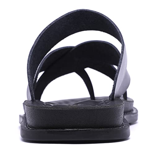 Harssidanzar Men's Sandals,Quick-Dry Flip-Flop Summer Slip On Cross Straps Slide Sandals Toe Ring Style Outdoor And Indoor KM221US4