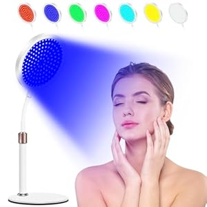 Red Light Therapy for Face and Neck,7 Color 100LEDs Red Light Therapy Lamp with Base Timer, Deep Red Light Therapy Device for Body, Leg, Knee, Back