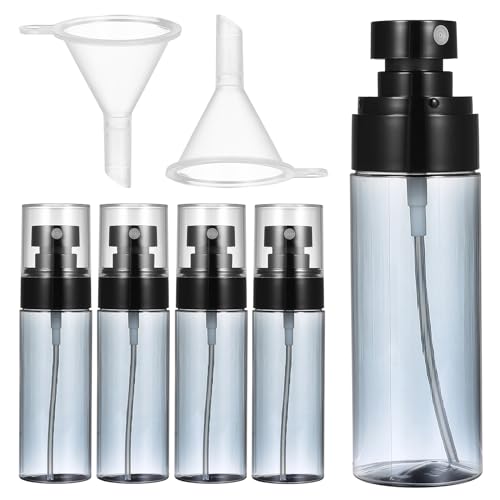 BOJIUKEJI 5 Pcs 2 oz/60ml Travel Spray Bottles, Portable Refillable Atomiser Spray Bottle Small Plastic Travel Bottles for Toiletries Cleaning Perfume Make-up Water Sprayer, with 5 Funnels