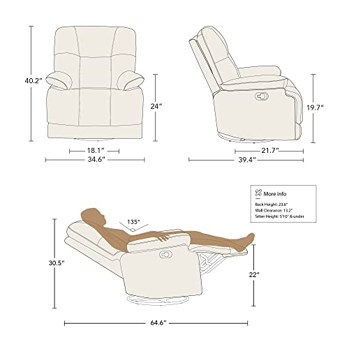 Chita Manual Swivel Glider Rocker Recliner, Recliner Chair For Living Room And Nursery, Beige #TOP5