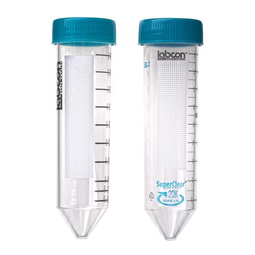 Labcon 3141-330-018 SuperClear Centrifuge Tube with Flat Cap and Printed Graduation, 15 mm Inside Diameter, 17 mm Outside Diameter, Package in Rack, 118 mm Length, 15 mm (Pack of 500)