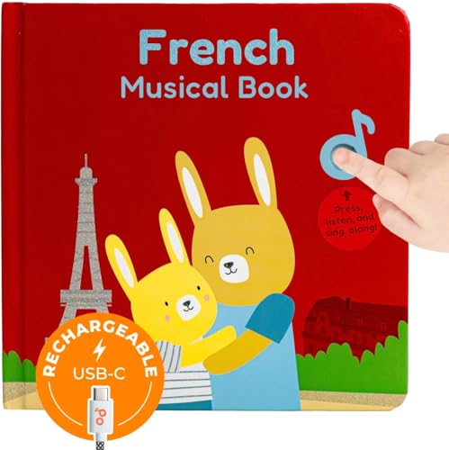 Cali's Books French Nursery Rhymes | New Rechargeable Sound Books | Sound Book for Toddlers 1-3 | Bilingual Books for 1 Year Old | | French Baby Book