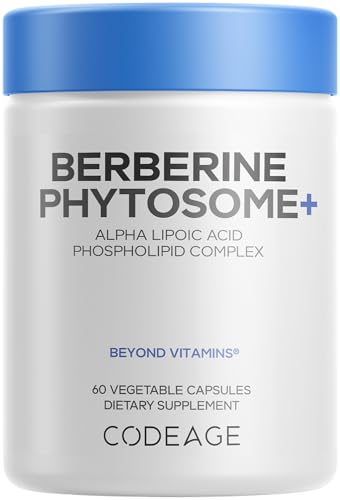 Codeage Berberine Phytosome Supplement - Berberine HCL, Alpha Lipoic Acid, Phospholipid Complex - 2-Month Supply - Berberine HCL - Berberine Hydrochloride - Gluten-Free, Non-GMO - 60 Capsules