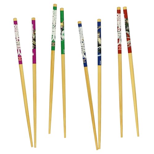 Attack on Titan Chopsticks 4-Pair Mikasa, Eren, Levi, Armin Character Designs 9.5" Reusable Utensil Set