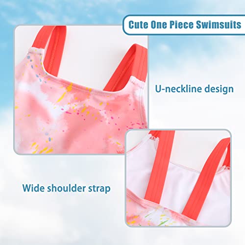 Image of Girls One Piece Swimsuits Tie Dye Bathing Suit for Girls Hawaiian Swimwear 3-16 Years