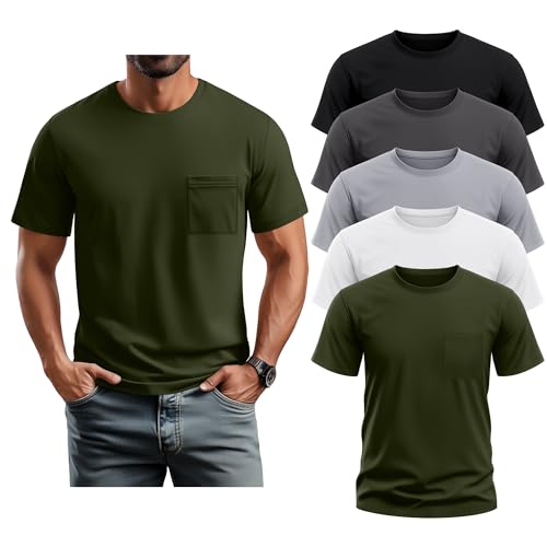 Lot de 5 t-shirts à grande poche homme légers et ajustés pour optimiser votre confort quotidien