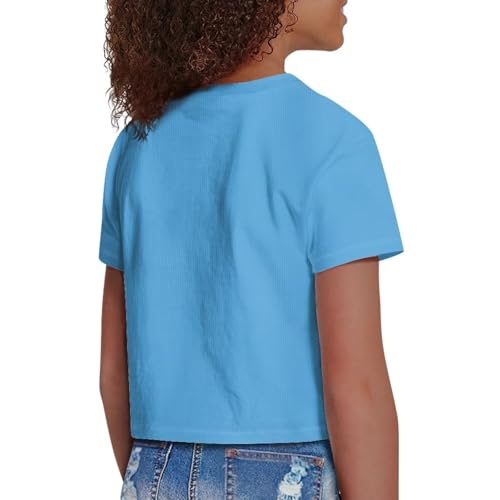 Image of Girls Crop Tees Crew Neck Casual Short Sleeve T Shirts Kids Loose Soft Comfortable Tees Blouses Shirt for Little Girl