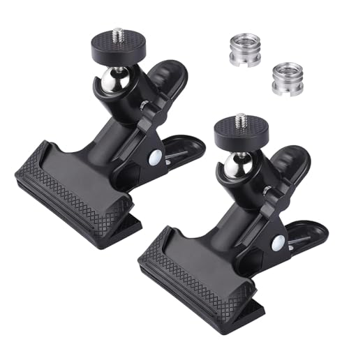 Janety 2 pcs Pince Appareil Photo Multifonction, Pince pour Appareil Photo à 360 degrés, pour Flash avec 1/4" Vis Rotule Compatible, Pince à Ressort pour téléphones Portables et appareils Photo