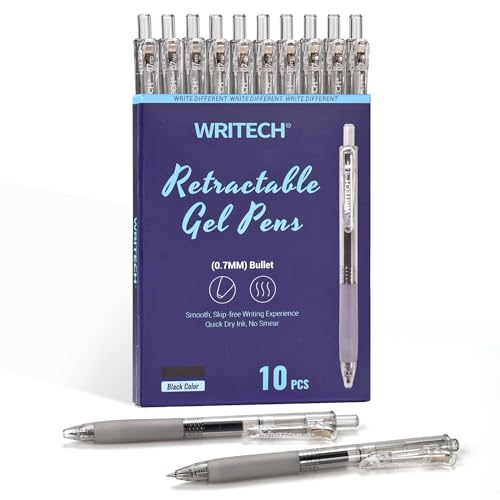 Bolígrafos retráctiles de tinta gel 0.7mm negro 10 unidades