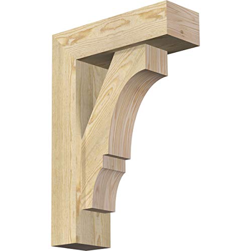 Ekena Millwork 6"W x 18"D x 26"H Balboa Block Rough Sawn Bracket w/Offset Brace, Douglas Fir