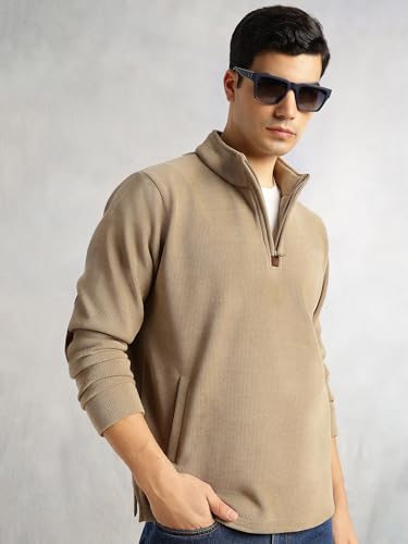 Image of Thomas Scott Men's | Regular Fit | Long Sleeves | High Neck | Solid | 100% Polyester | Knitted | Sweatshirt | Dry Clean Only