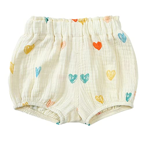 Yeahdor Toddler Boy Girls Linen Blend Bloomer Newborn Cute Print Short Panties Nappy Cover Knickers Heart 2-3 Years