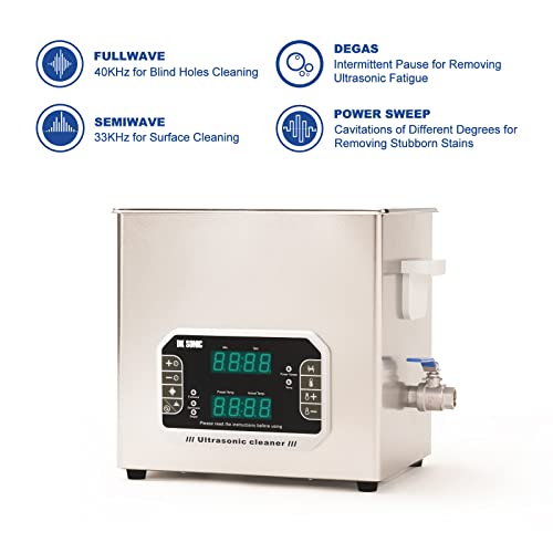 Dk Sonic Touch Ultrasonic Cleaner With Heater,Digital Timer And Basket Multiple Cleaning Mode For Lab Tools, Metal Parts, Carburetor, Fuel Injector, Brass, Auto Parts, Engine Parts, Etc (10L, 110V) #TOP2