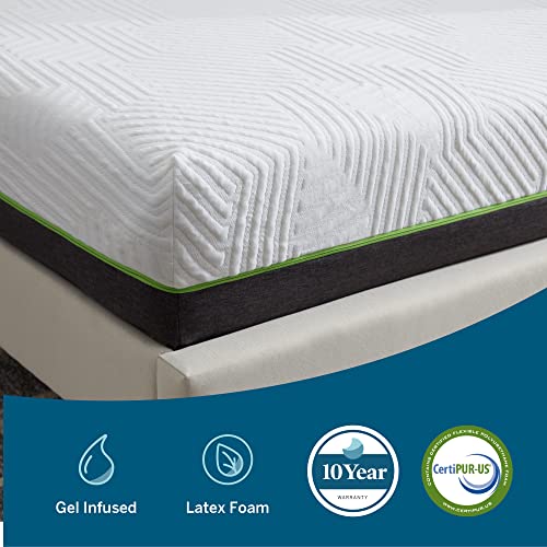 Image of LUCID 10 Inch Latex Hybrid Mattress - Responsive Latex Foam and Encased Springs - Medium Firm Feel - Motion Isolation - Edge Support - Gel Infused - Pressure Relief - Bed in a Box - Queen Size
