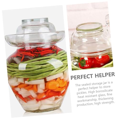 SHINEOFI 5L Glass Pickle Jar for Kimchi Fermentation with Airtight Lid - Ideal for Pantry Storage and Pickling - Image 3
