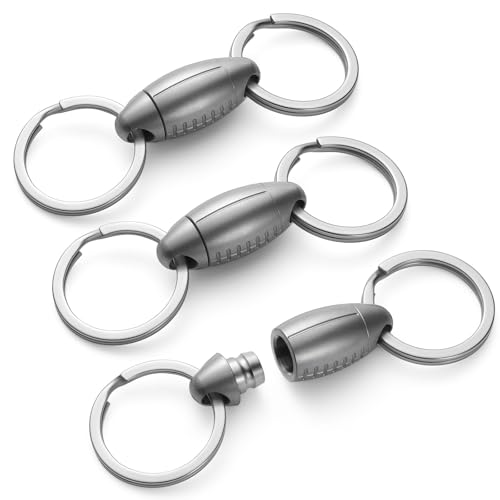 Image of FEGVE Titanium Quick Release Swivel Keychain, Pull Apart Detachable Keychain Heavy Duty Car Key Holder with Key Rings