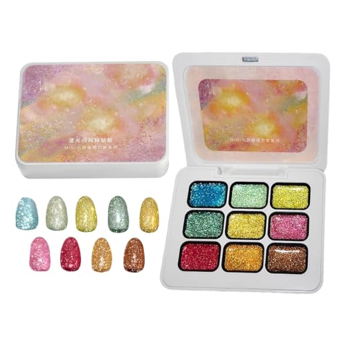 Gel de pintura para uñas con purpurina en paleta patting para manicura