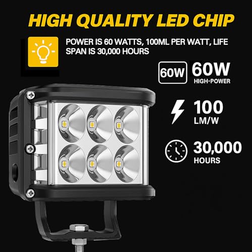 Feu de brouillard LED double face 60W Willower à faisceau blanc pour tout-terrain