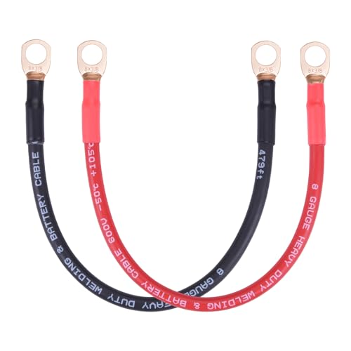 Image of iGreely 8 AWG Battery Cable 8 Gauge Wire Pure Copper Battery Power Inverter Cables with 3 /8'' Lugs Terminals for Automotive Solar Trolling Motor RV Marine,Replacement Parts & Accessories 1ft /30cm