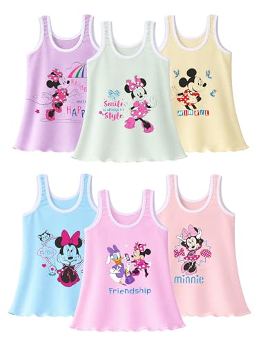 Image of Kids Minnie & Friends Printed Girl's Regular Fit Vest Dori Neck| 100% Cotton| Skin Friendly | Lightweight | Sleeveless Design | Pack Of 6 (Color & Print May Vary)