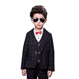 Gele Boy 4 Pieces Fashion Formal Suit,Bow Tie+Vest+Pants+Blazer (8, Gray)